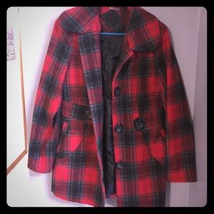 Joujou red and black plaid winter coat